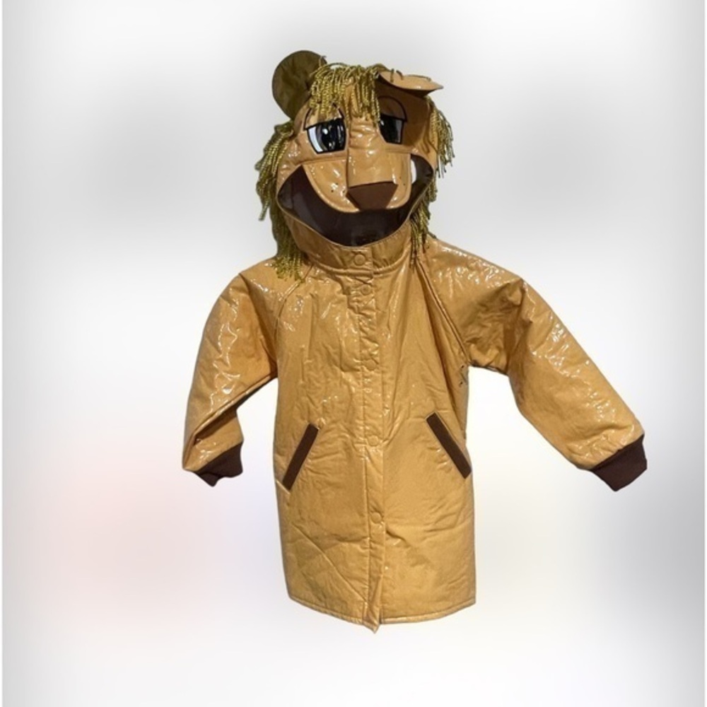 PUDDLE DUDS lion inspired button up hooded raincoat size 4T